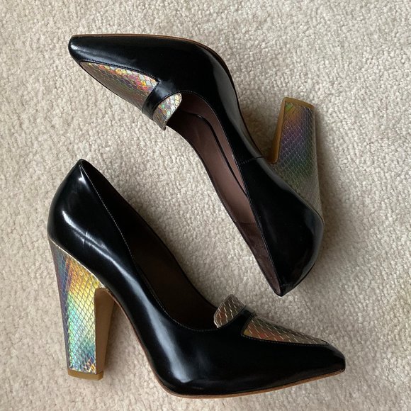Tabitha Simmons rainbow Python Snake loafer heels - Picture 2 of 5